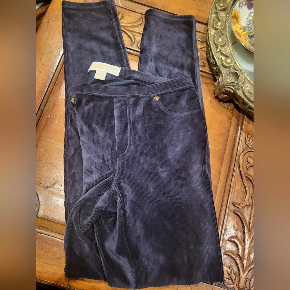 Michael Kors Pants Couduroy blue velvet like new, size small - Picture 2 of 9